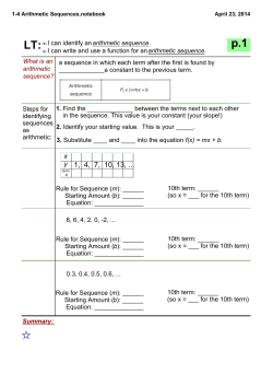 1-4 Arithmetic Sequences.notebook