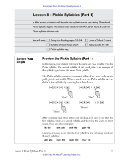 Lesson 8 - Pickle Syllables (Part 1)