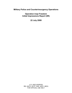 Military Police and Counterinsurgency Operations Operation Iraqi