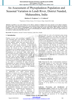 An Assessment of Phytoplankton Population and Seasonal Variation