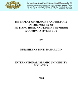 interplay of memory and history in the poetry of ee - Library