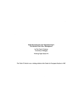 Italian Reconstruction and "Depressed Areas": The Marshall Plan in
