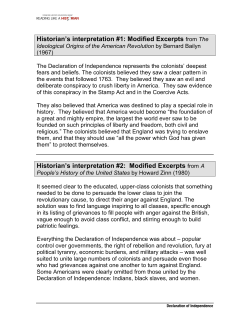 Historian`s interpretation #1: Modified Excerpts from The Historian`s