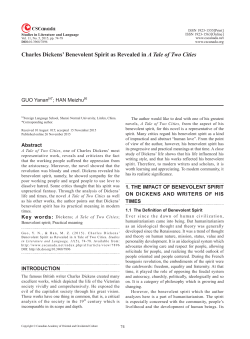 Charles Dickens` Benevolent Spirit as Revealed in A