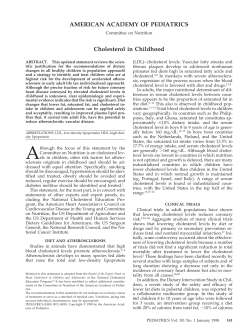 AMERICAN ACADEMY OF PEDIATRICS Cholesterol in Childhood