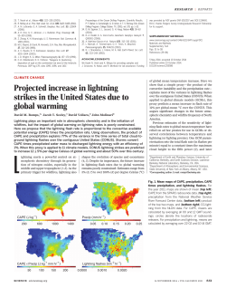 Projected increase in lightning strikes in the