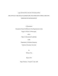 A Quantitative Study Investigating the Efficacy Beliefs of Elementary