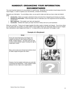 HANDOUT: ORGANIZING YOUR INFORMATION: DOCUMENTARIES