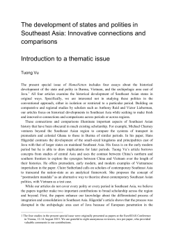 The development of states and polities in Southeast Asia: Innovative