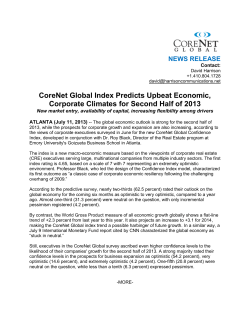 CoreNet Global Index Predicts Upbeat Economic, Corporate