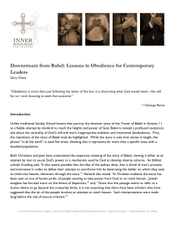 Downstream from Babel: Lessons in Obedience