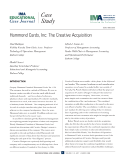 Hammond Cards, Inc: The Creative Acquisition