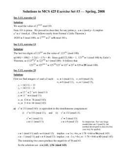 Solutions for Exercise Set #3