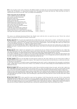 EX 1. You are going to read a series of interviews with