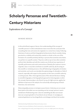 Scholarly Personae and Twentieth- Century Historians