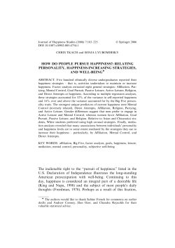 HOW DO PEOPLE PURSUE HAPPINESS?