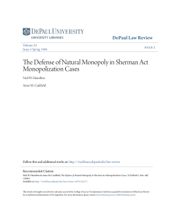 The Defense of Natural Monopoly in Sherman Act