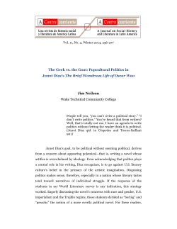 The Geek vs. the Goat: Popcultural Politics in Junot D&iacute;az`s The Brief