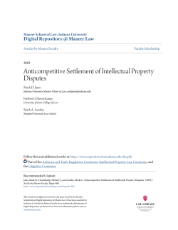 Anticompetitive Settlement of Intellectual Property Disputes