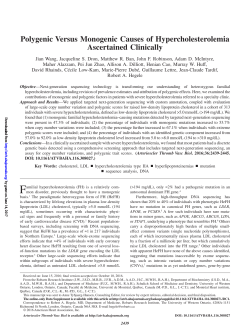 Polygenic Versus Monogenic Causes of Hypercholesterolemia