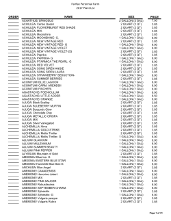 Fairfax Perennial Farm 2017 Plant List