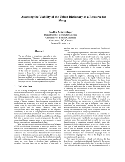 Assessing the Viability of the Urban Dictionary as a Resource for