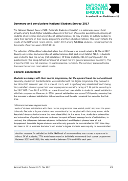 Summary National Student Survey 2017