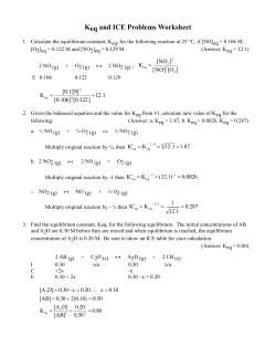 Keq and ICE Problems Worksheet - SCH4U1-CCVI
