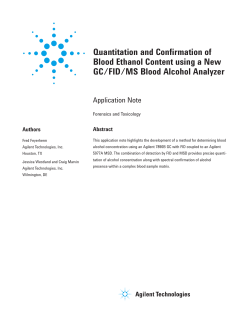 Quantitation and Confirmation of Blood Ethanol Content