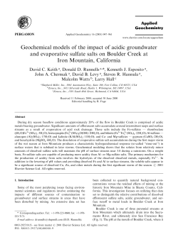 Keith, D.C., D.D. Runnells, K.J. Esposito, J.A. Chermak, D.B. Levy