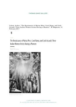 Lubow, Arthur. &ldquo;The Renaissance of Marisa Merz, Carol Rama, and