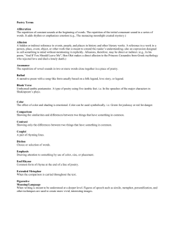 Poetry Terms Alliteration The repetition of constant sounds at the