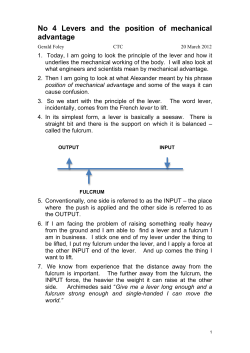No 4 Levers and the position of mechanical advantage