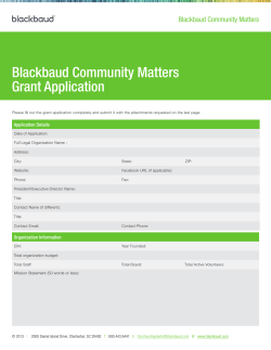 Blackbaud Community Matters Grant Application