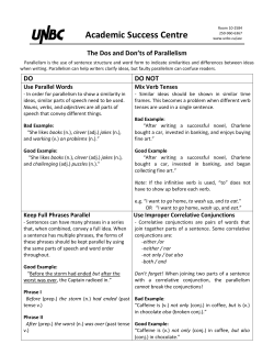 Parallelism Handout from UNBC`s Academic Success Centre