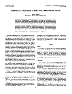 Gottlieb (1991) Experiential canalization of