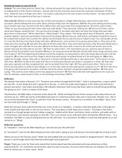 Devotional based on Luke 24:13-35 Context: This story takes place