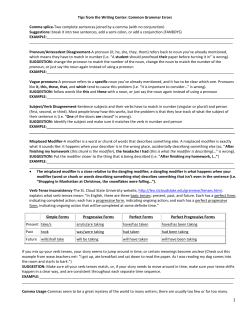 Tips from the Writing Center: Common Grammar Errors Comma
