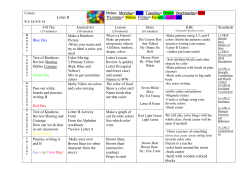Colors Letter B 9/1/14-9/5/14 Notes: Monday= Blue Tuesday= Green