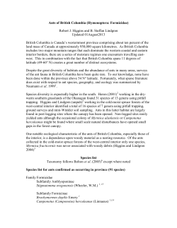 Ants of British Columbia: Species List