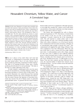 Hexavalent Chromium, Yellow Water, and Cancer