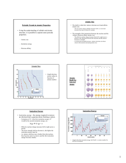 Periodic Trends in Atomic Properties &bull; Using the understanding of