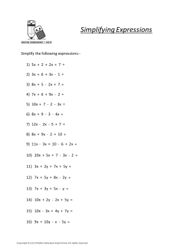 Simplifying Expressions - Maths Homework Help Online