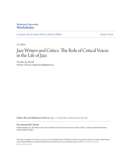Jazz Writers and Critics: The Role of Critical Voices in
