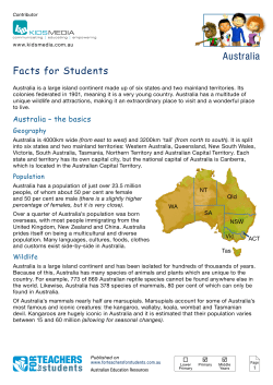 Facts for Students - Australia