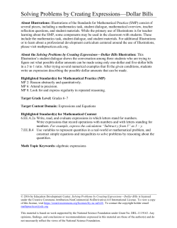 Solving Problems by Creating Expressions&mdash;Dollar Bills