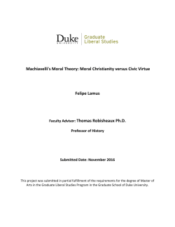 Machiavelli`s Moral Theory - DukeSpace