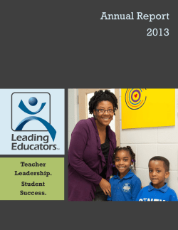 Leading Educators Annual Report 2013