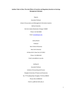 1 Auditors` Role in China: The Joint Effects of Incentive and