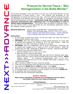 Protocol for Dermal Tissue / Skin Homogenization in the Bullet